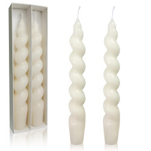 Handmade Spiral Taper Candles 7.5 Inch Milk White Unscented Long Burning Smokeless for Home Decor