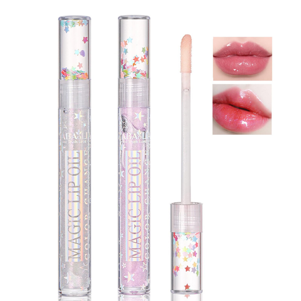 Hydrating Shimmering Lip Gloss Duo, Clear  Shine Lip Plumper Oil with Long Lasting Moisturizing Effect