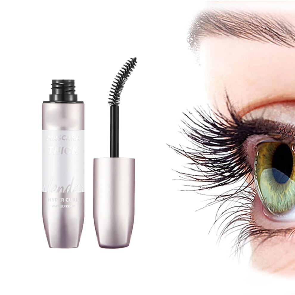 Black Waterproof Volumizing Mascara With Longlasting Curl Hold And Clump Spiral Brush