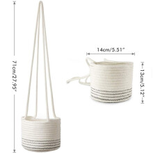 Panier suspendu en coton et lin avec corde