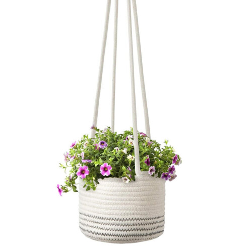 Panier suspendu en coton et lin 71 cm 2