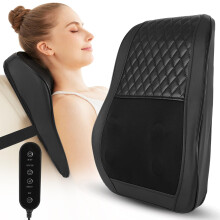 Cordless Neck and Back Massager with Heat, 3D Shiatsu, Dual Heat, Adjustable Intensity, Deep Tissue, Black Leather Gift