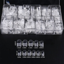 500pcs Clear Coffin and Square False Nail Tips Full Cover Set for DIY Nail Art Multiple Sizes