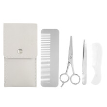 Classic Design Beard Grooming Set With Beard Brush Tweezers Comb And Scissors Versatile Trimming Tool For Men Precision Cutting Durable Materials