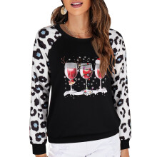 Soft Fabric Sweatshirts For Women Sexy Crop Tops Inspired Cute Pink Tops With Christmas Pattern Print And Patchwork Pullover Design For Casual And