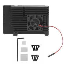 Køleventilatorhus i aluminiumslegering til Raspberry Pi4, dobbelt ventilatorunderstøttelse, passiv køledesign, indbyggede varmesøjler, forbedret