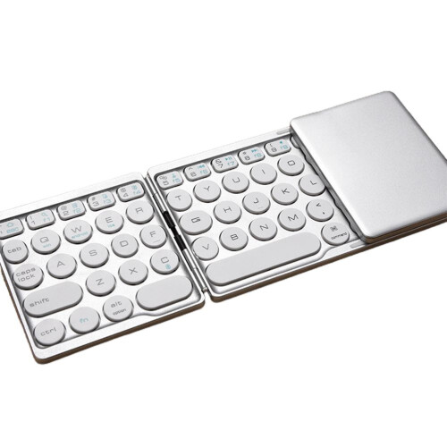 Rechargeable Foldable Keyboard With Bluetooth 5.1 And Sturdy Design Perfect For Syncing Up To Three Devices For Seamless Workflow