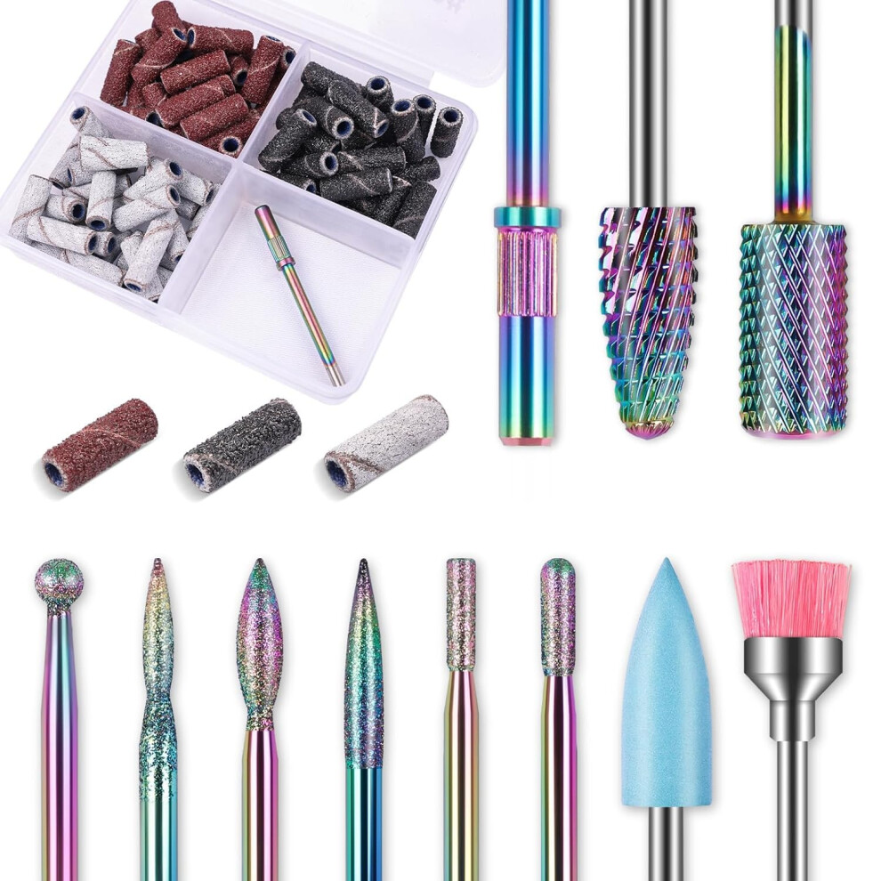 Depvko 10Pcs Carbide Nail Drill Bits Set: Professional Cuticle Bit For Efile Nail Drill With 75Pcs Small Sanding Bands