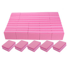 50 Pack Mini 100/180 Grit Nail Buffer Block and File for Acrylic and Natural Nails Pink/White