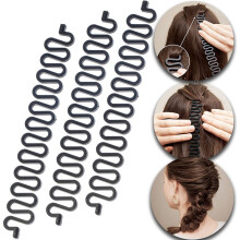 Hair Braiding Tool with Hook and Magic Hair Bun Maker for Quick DIY Styling Accessories Black 3pcs