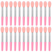 Lip Brush Set 24 Pcs Reusable Soft Silicone Applicator Wands for Lip Gloss Mask Balm Oil Pink