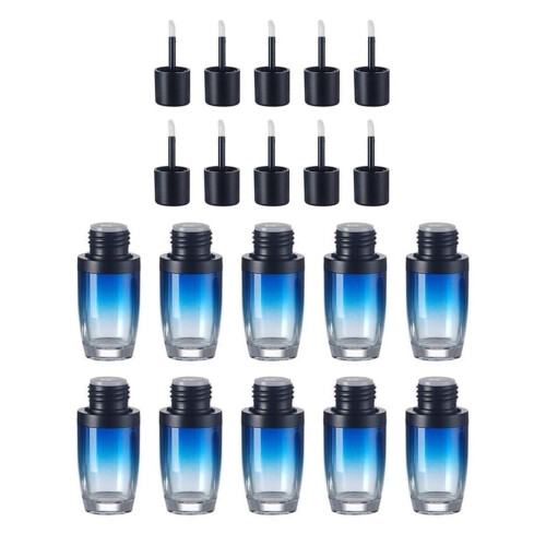 10 Pack 8ml Empty Lip Gloss Tubes with Wand, Transparent Gradient Blue Refillable Containers 2