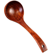 Large Wooden Soup Ladle Ergonomic Heat Resistant Wood Scoop for Kitchen and Restaurant Serving