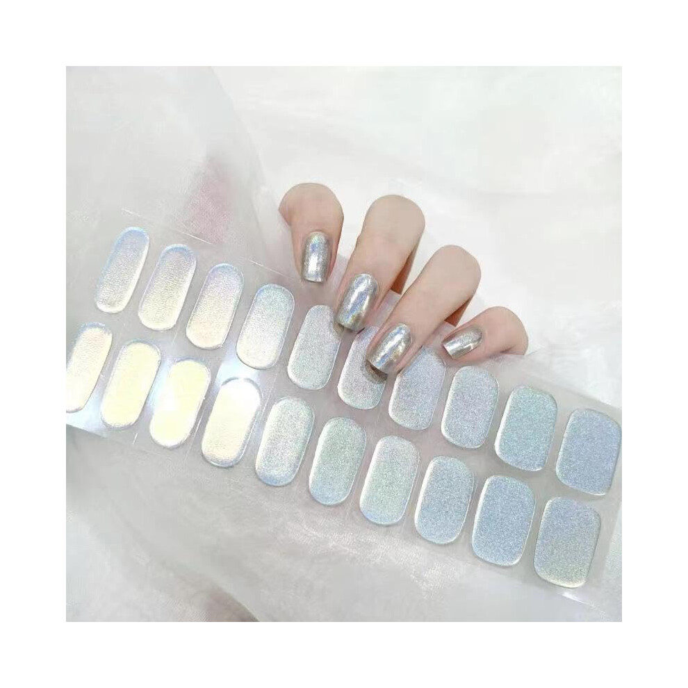 Semi Cured Gel Nail Strips SalonQuality Long Lasting Holographic UV LED Nail Stickers