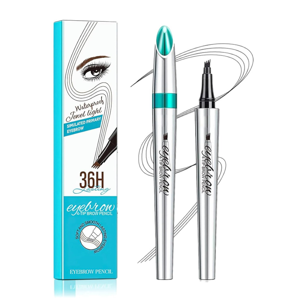 Gray Microblading Eyebrow Pencil Waterproof Longlasting 4 Fork Tip Brow Tattoo Pen