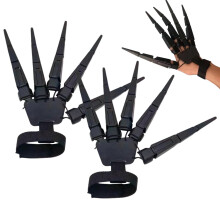 Halloween Finger Extensions with Realistic Finger Movement and Adjustable Strap, Black Articulated Props for Adults Cosplay Party
