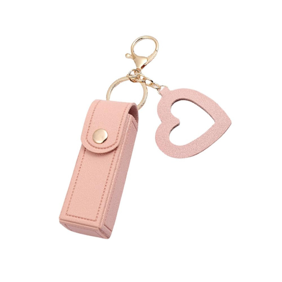 Pink Lipstick Organizer Case With Mirror Pu Leather Travel Holder For Lipstick And Lip Gloss