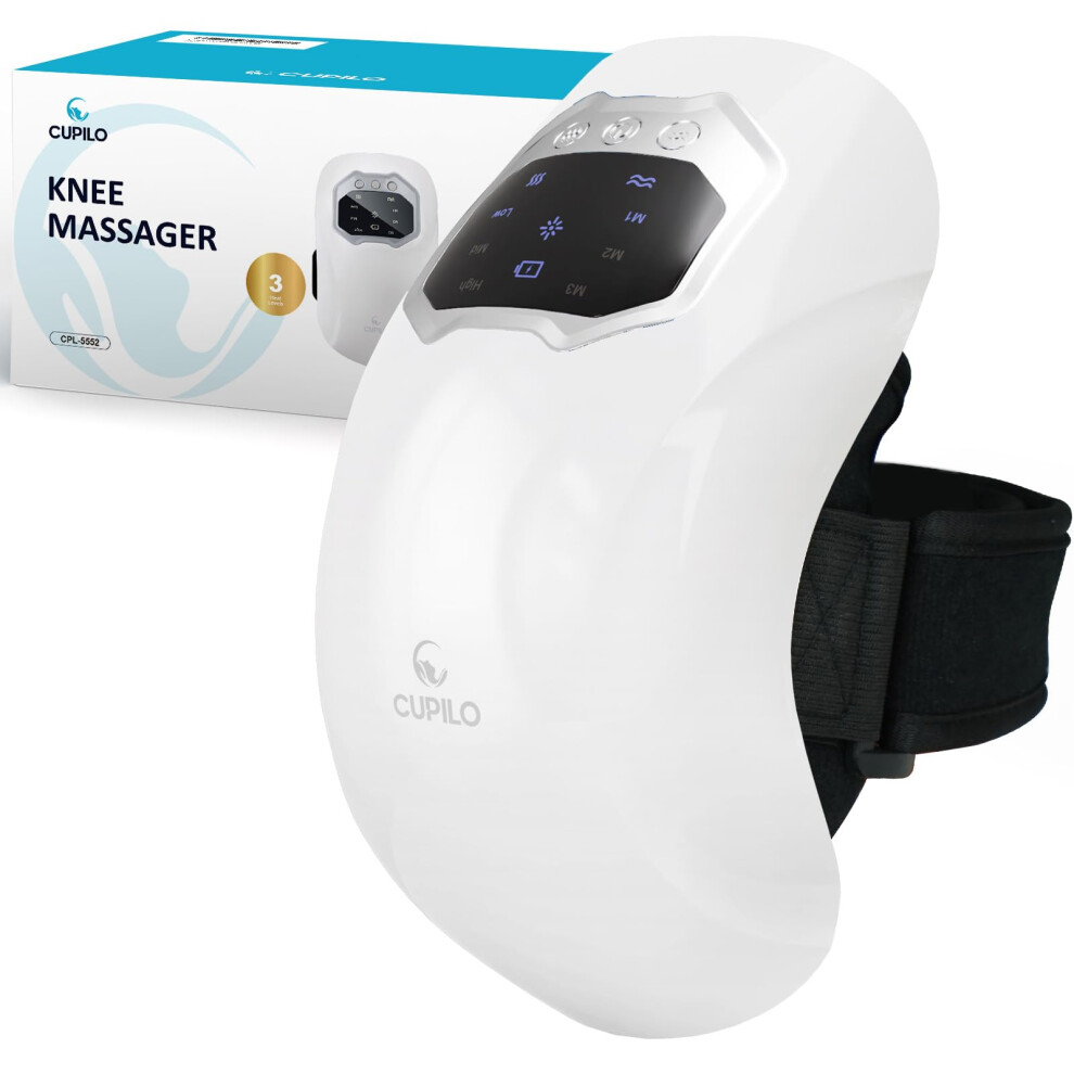 Knee Massager with Heat and Vibration for Pain Relief, Cordless Rechargeable, Adjustable Straps