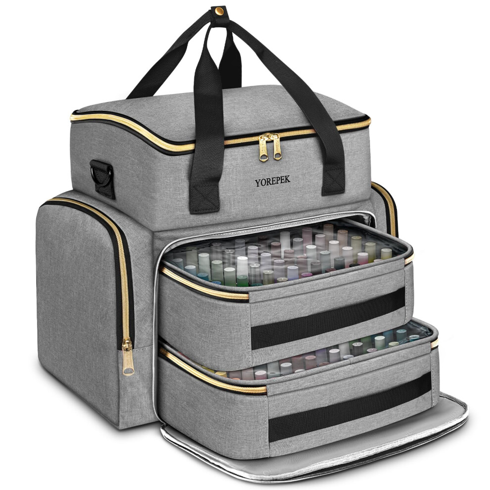 Grey Extra Large Nail Polish Organizer Case For 100 Bottles With Uv Lamp Compartment And Travel Bag