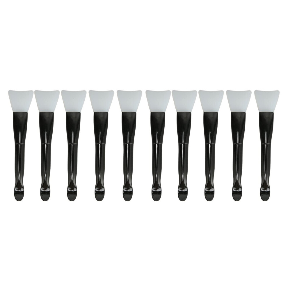 Cream 10Pcs Silicone Makeup Brush Double Ended Face Applicator With Scoop Ultrasoft Washable Head