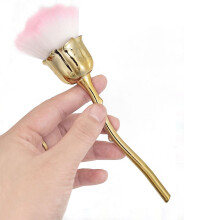 Nail Dust Brush with Elegant Rose Design, Ultra Soft Nylon Bristles, Long Handle Nail Cleaning Brush Gold4