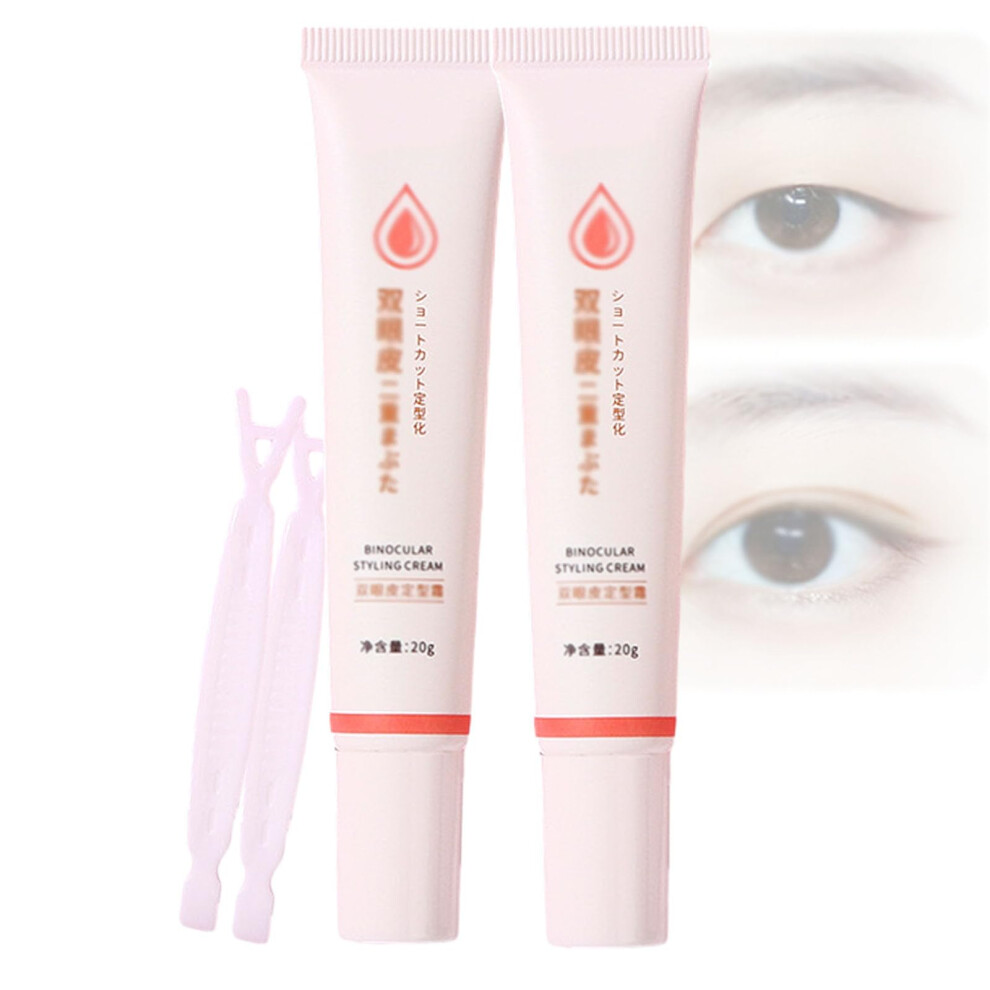 Cream Double Eyelid Waterproof Longlasting With Y Stick For Natural Invisible Styling 2Pcs