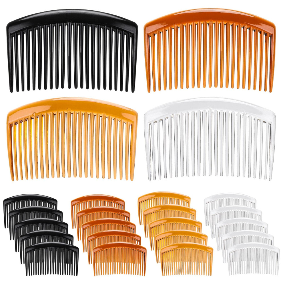 24 Pcs Plastic Hair Side Combs French Twist Hair Combs 23 Teeth Clips for Women MultiColor Set