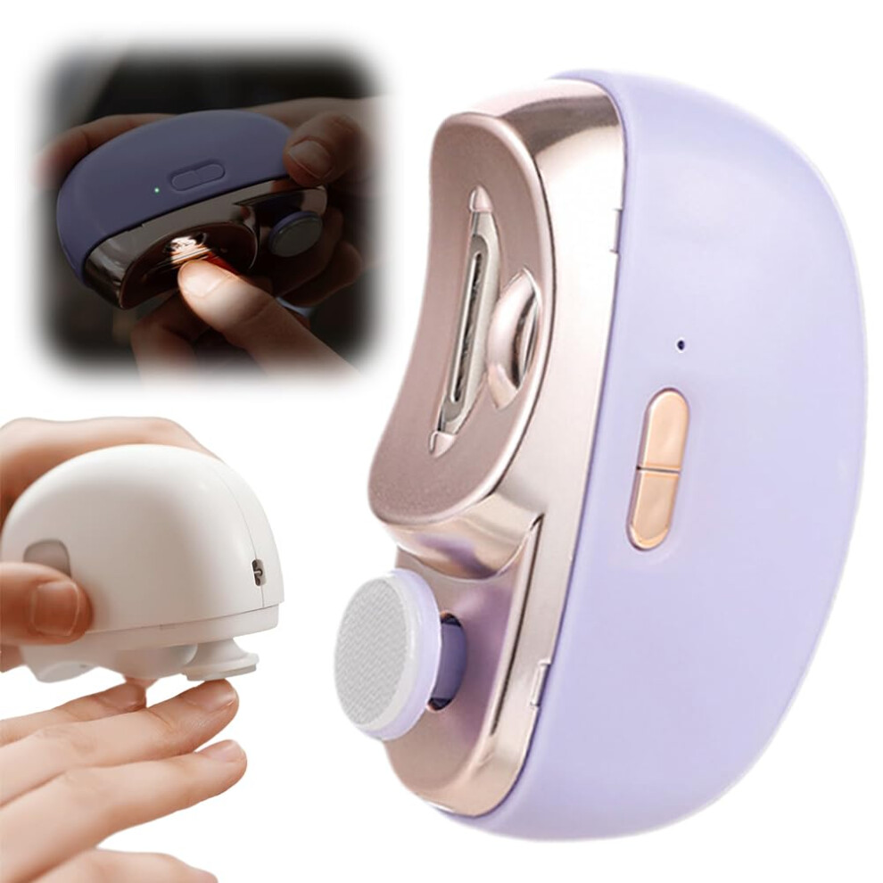 Electric Nail Clipper with LED Light, 2 in 1 Safe TwoSpeed USBC Rechargeable for Seniors Kids Adults Purple
