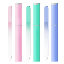 Glass Nail File Set with Case, 240 Grit Double Sided Crystal Nail Files for Smooth Nail Edges, 3 Pack Pink Green Blue