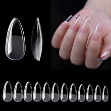 120 Pcs Clear Medium Almond Acrylic Nail Tips, Half Matte Full Cover SalonQuality Extensions