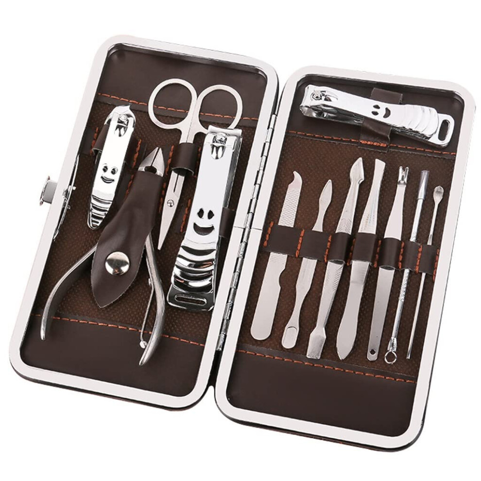 12 Piece Stainless Steel Manicure Set Nail Clippers Kit with Travel Grooming Case