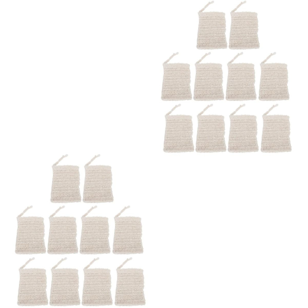 20pcs Soap Saver Bag Ramie Sisal Exfoliating Pouch with Drawstring for Shower and Travel Use