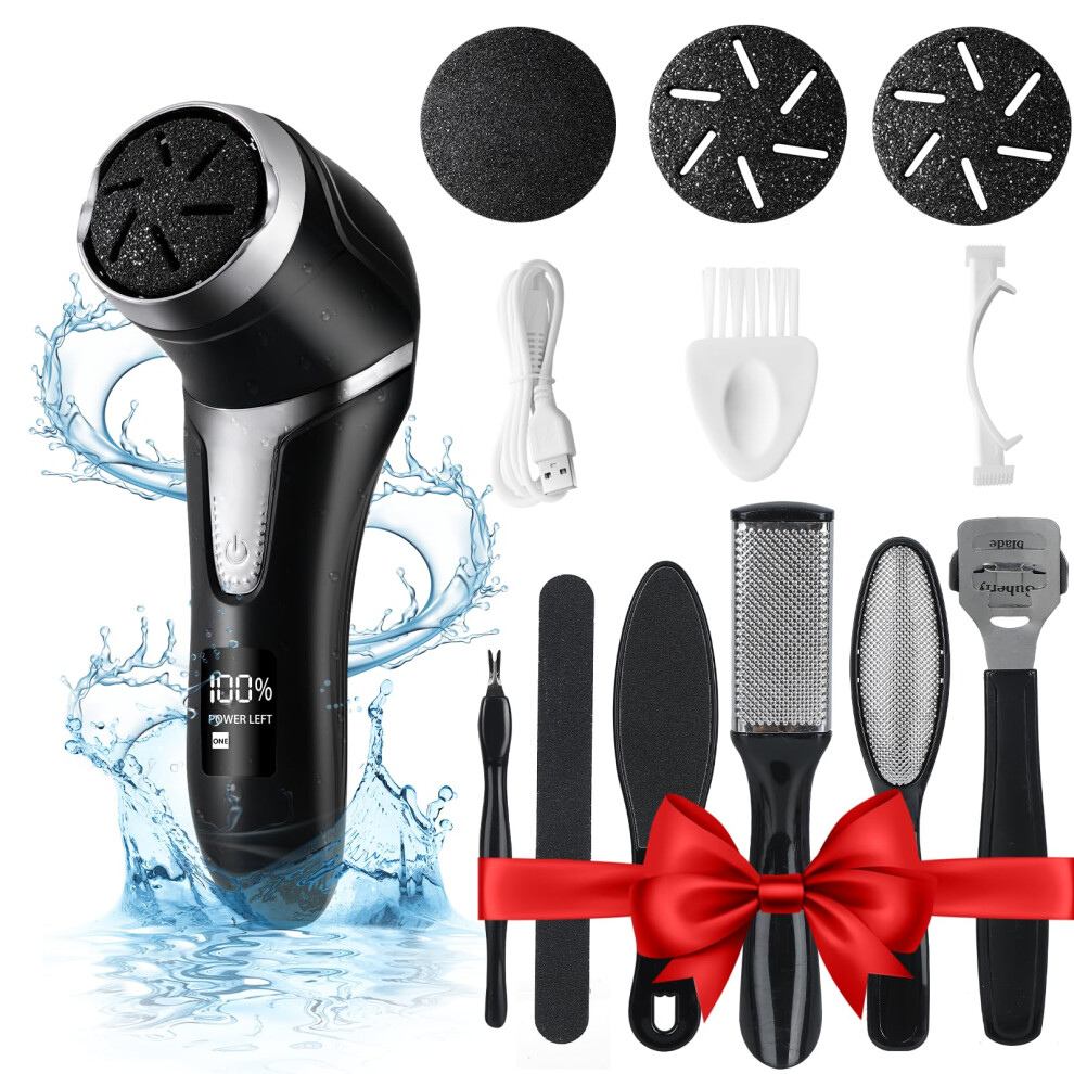 Electric Callus Remover for Feet Waterproof with Vacuum, Rechargeable Foot File LCD Display 3 Rollers
