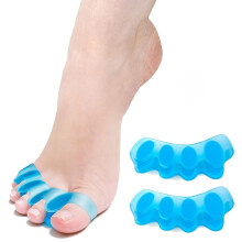 Toe Separator and Bunion Corrector Gel Silicone Big Toe Straightener for Pain Relief 1 Pair Blue