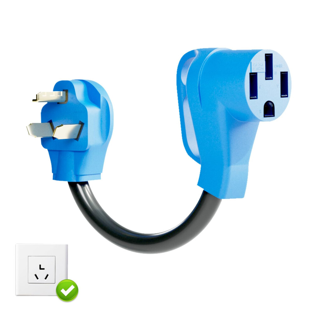Ev Charger Adapter Nema 1030P To 1450R, 240V 50A 3 Prong To 4 Prong Cord With Safe Charging 9113335790490