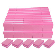Mini Nail Buffer Block 100/180 Grit for Acrylic and Natural Nails, Salon Quality 100 Pcs Hot Pink