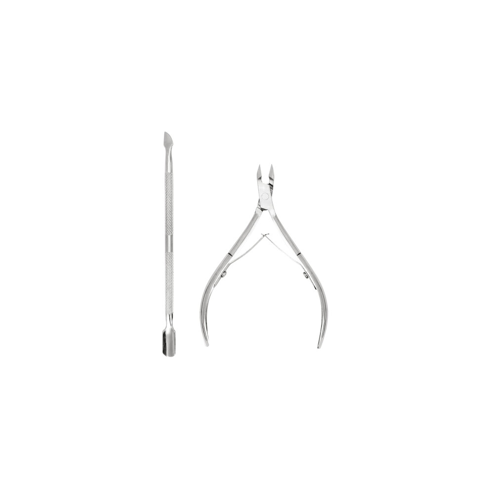 Silver Professional Stainless Steel Cuticle Nipper And Trimmer With Pusher, Ergonomic Grip,
