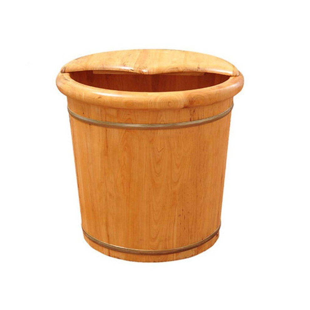 Wooden Foot Soak Tub with Heat Retention Lid, Deep Foot Immersion Spa Basin for Home Use