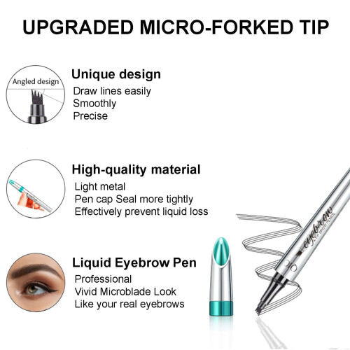 Eyebrow Microblading Pen Waterproof Long Lasting with Upgrade Micro Fork Tip for Natural Defined Brows 1