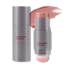 Cream Blush Stick Double Head Long Lasting Color Dewy Finish for Cheeks and Lips 01# 0.35oz