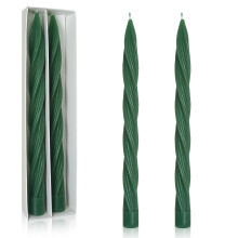 Dark Green Spiral Taper Candles 10 Inch Unscented Smokeless Twisted Candlesticks for Weddings and Home Decor