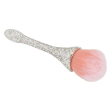 Professional Nail Dust Brush with Soft Shed Bristles, Ergonomic Grip, Dual Use White Handle