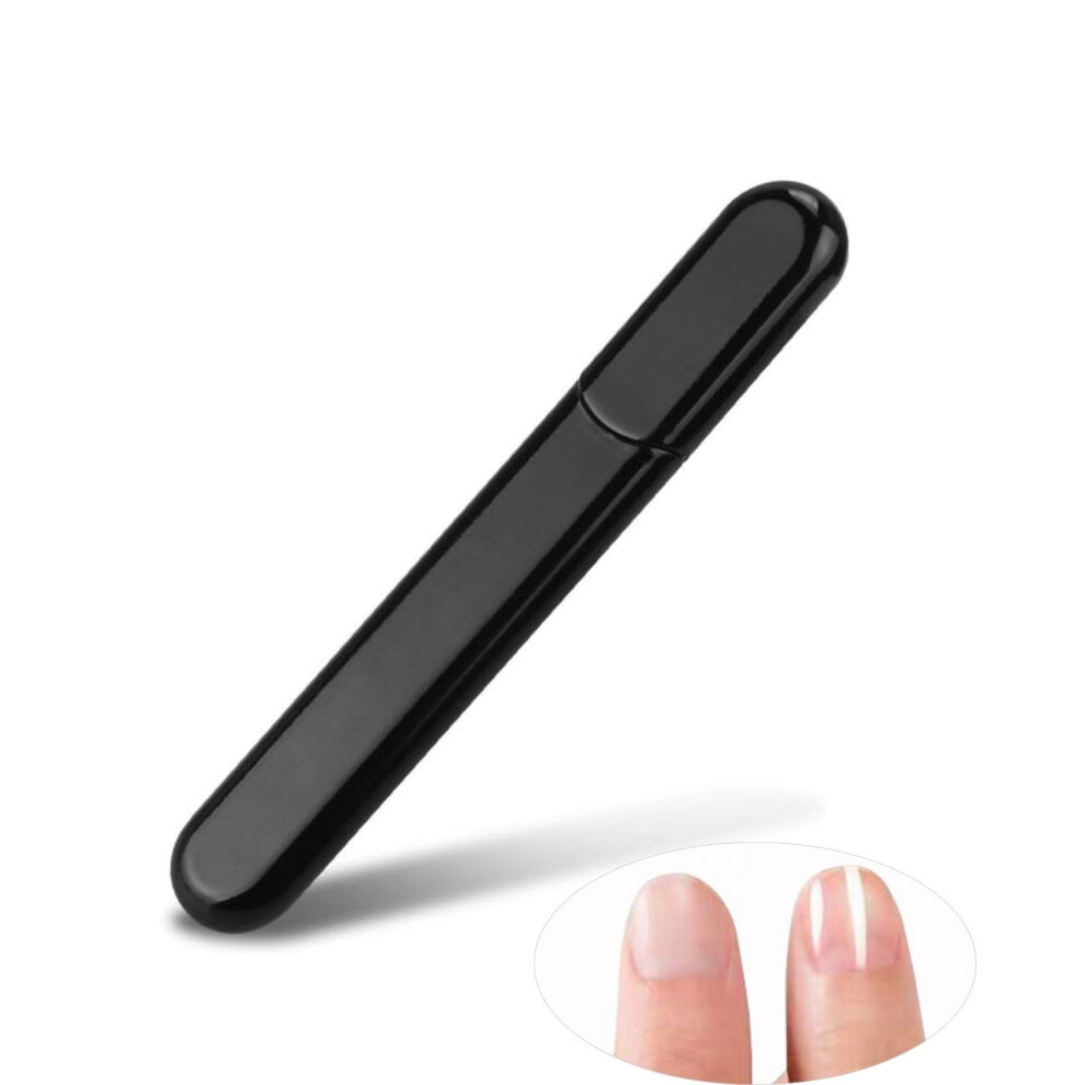 Black Glass Nail File 5.5 Inch Doublesided Tempered Glass For Smooth Precise Shaping Natural Nails