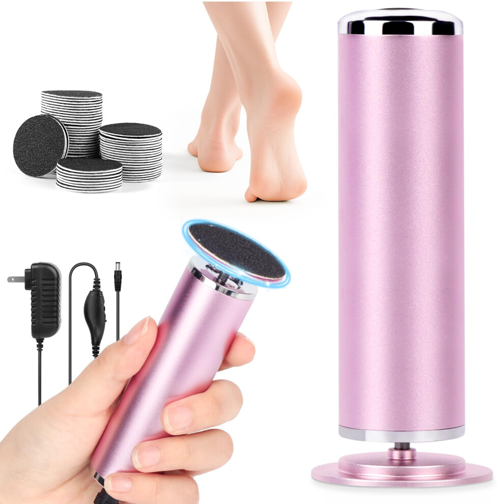 Electric Foot Callus Remover with Adjustable Speed and 60 Sandpaper Discs for Cracked Heels