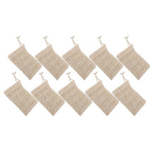 10 Pack Natural Sisal Soap Saver Pouch Ramie Exfoliating Soap Bag with Hanging Dry Design for Shower