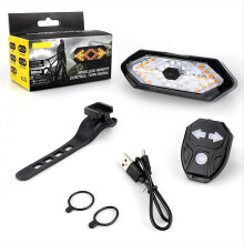 LED Bike Turn Signal Light Wireless Remote Control USB Rechargeable IPX4 Waterproof 900mAh Red Yellow Indicators