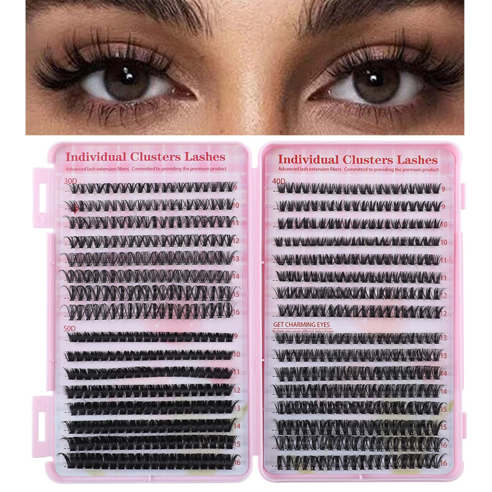 DIY Eyelash Extension Kit 916mm Fluffy Volume Cluster Lashes 30D 40D 50D PBT Material 640pcs