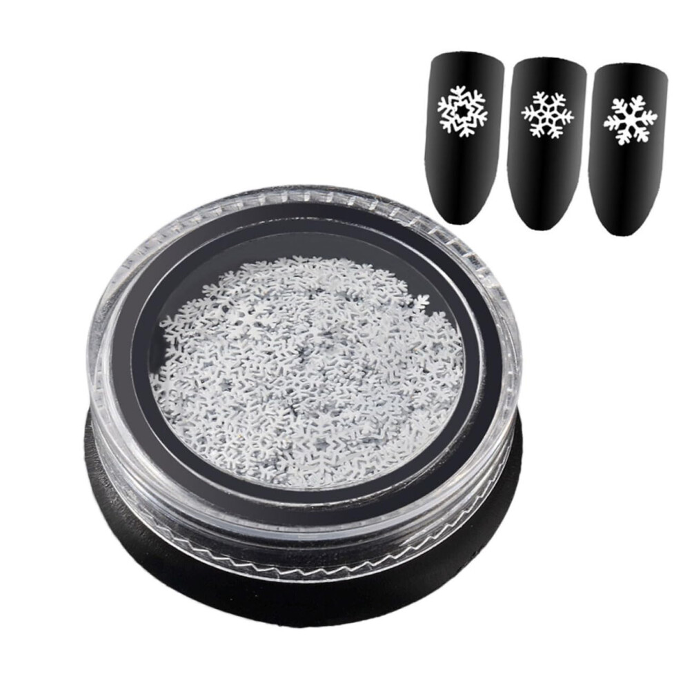 White Snowflake Nail Stickers With Glitter Festive Designs For Christmas And Winter Nail Art