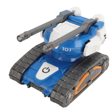 Electric Transforming Tank Robot Toy – Light Up, Rotating, Blue