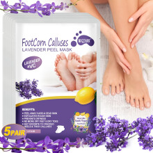 Foot Peel Mask for Dead Skin Removal and Callus Softening, Lavender Exfoliating Foot Mask, 5 Pairs